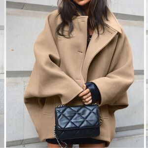 Khaki Oversized Pocket Button Coat